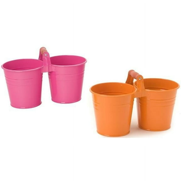 8122E HPK-TA S-2 Enameled Galvanized Double Planter - Set of 2