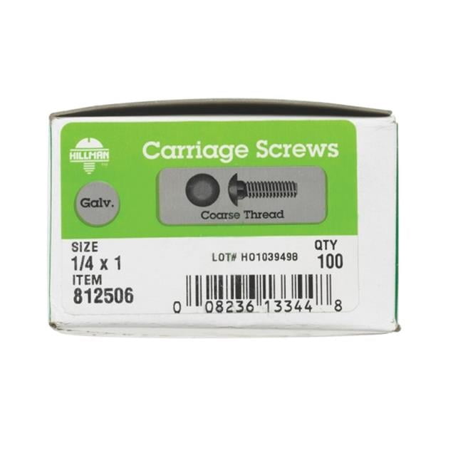 812506 0.25 x 1 in. Hot Dipped Galvanized Carriage Screw Bolt