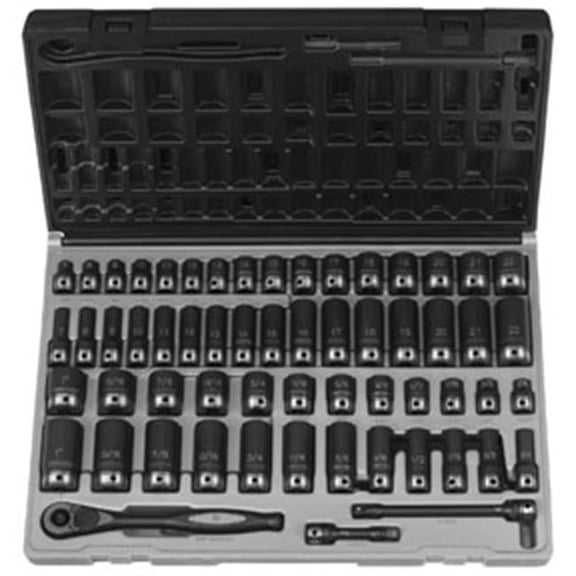 81259CRD 0.38 in. Drive 59pc Fract. And Metric Duo-Socket Set - 12 Pt.