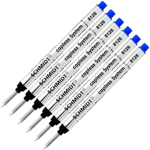 8126 Long Capless Rollerball Refill - Blue Ink (Fine Tip 0.6mm) - Pack of 6