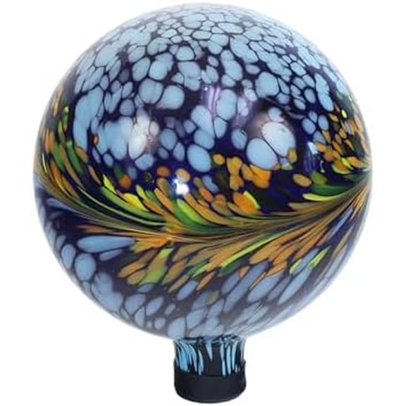 8128 Peacock Burst Gazing Globe for Home, Garden, or Decoration, Blue/White, 10 inches$$Garden &