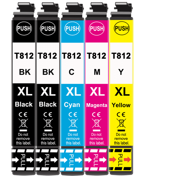 T812 XL Ink Cartridges for Compatible Epson Ink  Combo Pack for Workforce Pro WF-7840 WF-7820 WF-7310 EC-C7000 Printer (Black, Cyan, Magenta, Yellow)