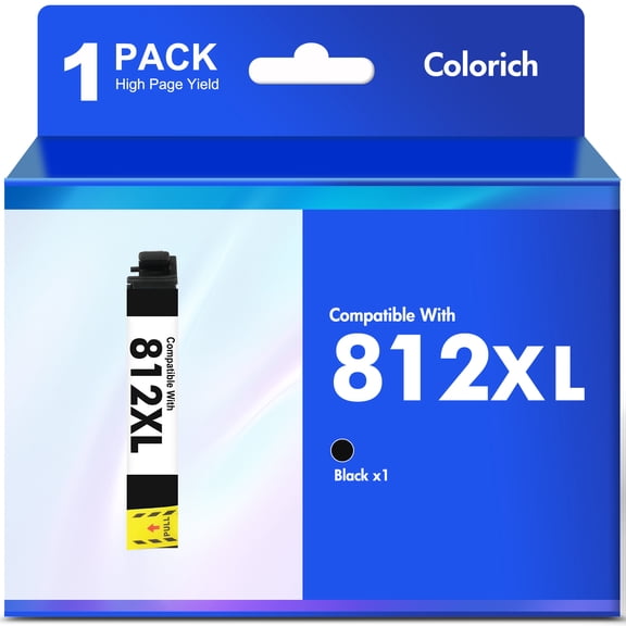 812XL Ink Cartridges Compatible for Epson 812XL 812 Printer Ink for Epson WF-7310 WF-7820 WF-7840 WorkForce EC-C7000 (1 Black)