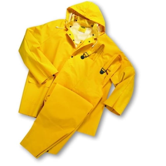 813-4035FR-4XL 0.35 mm Flame Resistant PVC Polyester Rainsuit, 4XL - Yellow - 3 Piece