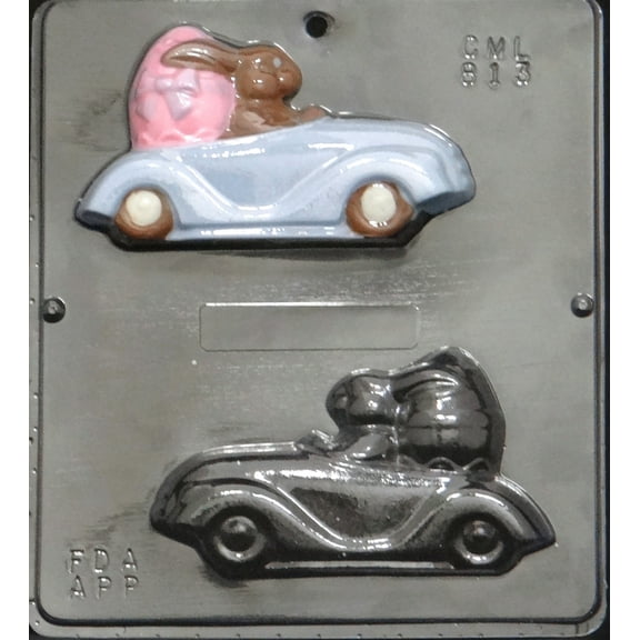 813 Bunny Driving Car Assembly Chocolate Candy Mold