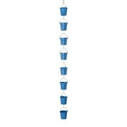 8130E B S-8 Enameled Galvanized Steel Rain Chain Planter, Blue - Set of 8