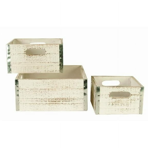 8132-S3-WW Set of 3 Square distressed wood crates