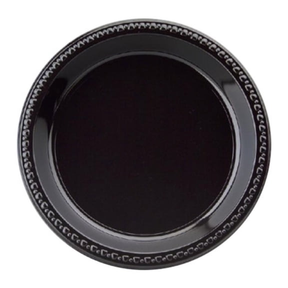81410 Heavyweight Plastic Plates, 10 1/4 Inches, Black, Round, 125 Plates per Bag (Case of 4)