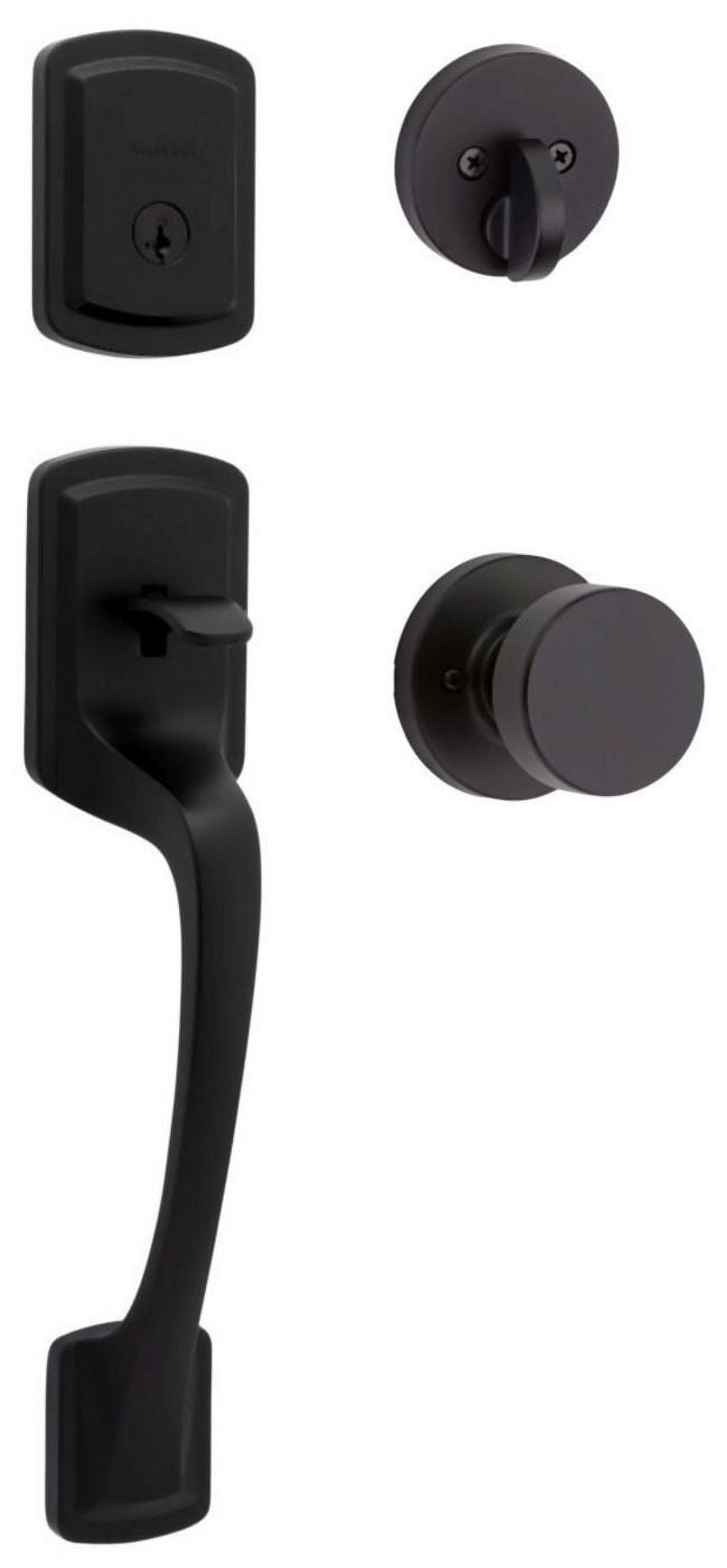 Matte Black Modern Entry Door Handle and Deadbolt Set