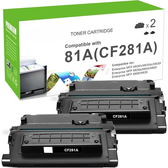 81A Black Toner Cartridge Compatible Replacement for HP 81A CF281A for HP LaserJet Enterprise MFP M604 M605 M606 M630 M604n M605n M604dn M630z M630f M630h M630dn Printer (Black, 2-Packs)