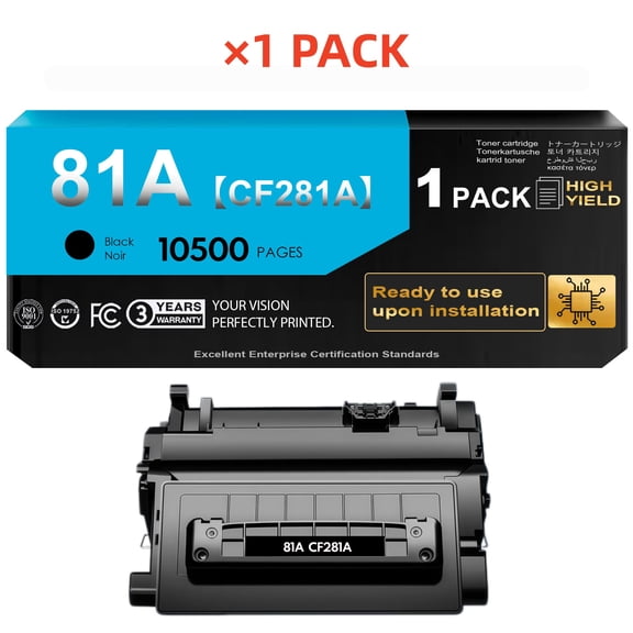 81A Black Toner Cartridge (with Chip) for 81A CF281A Toner Cartridge for MFP M630z M604dn M604n M605dh M605dn M605n M605x M606dn M606x M630dn M630f M630h M630 Printer (1 Pack)