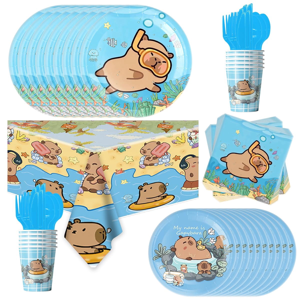 KEFAN Capybara Birthday Party Decorations, Capybara Theme Party Tableware Supplies