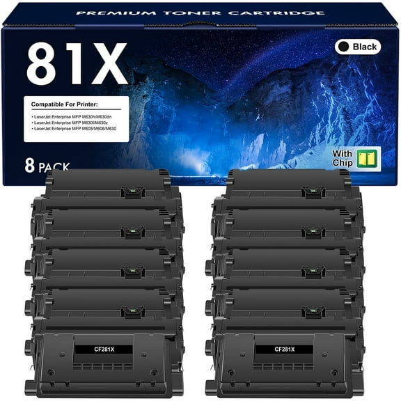 81X Toner Cartridge Compatible Jumbo Toner Cartridge Replacementr for HP 81X CF281X 81A CF281A High Yield (Black, 8-Pack)