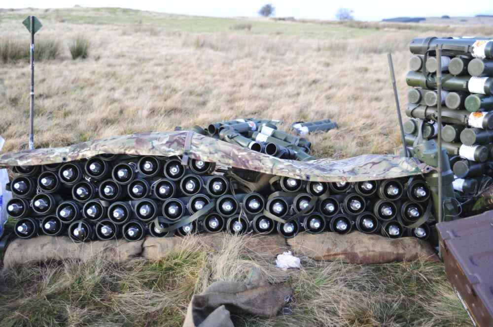 81mm mortar rounds ready stacked ready for use Canvas Art - Andrew ChittockStocktrek Images (17 x 12)