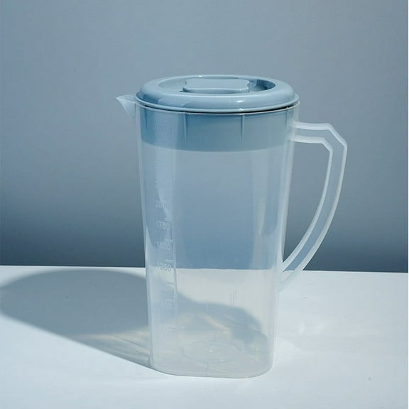 81oz Plastic Pitcher with Lid, BPA-Free Beverage Dispenser for Hot/Cold Drinks, Leakproof Lemonade Jug for Iced Tea, Juices, Dishwasher Safe Light Blue 4.52x7.67''