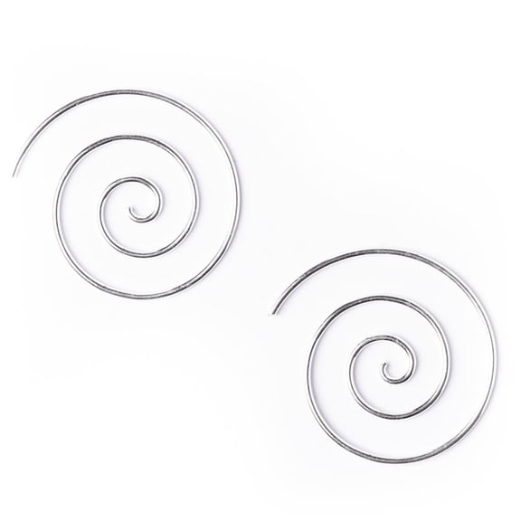 81stgeneration 25 mm Spiral Threader Earrings - 925 Sterling Silver Earrings for Women - 18 Gauge Tribal Silver Wire Earrings - Dangly Round Boho Earrings - Gothic Accessories