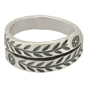 81stgeneration Karen Hill Tribe Leaf Rings in 999 Fine Silver - Wrap Rings for Women - Overlapping Tribal Patterned Thumb Ring - Boho Rings for Teen Girls - Silver Leaf Jewellery -