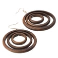 thumbnail image 1 of 81stgeneration Large Round Wood Handmade Earrings with 925 Sterling Silver Hooks - Brown Earrings for Women - Circle Dangle Earrings - Wooden Discs Hoop Earrings - Boho Statement Jewellery, 1 of 3