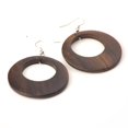 thumbnail image 1 of 81stgeneration Large Wood 925 Sterling Silver Hoop Earrings for Women 45 mm - Handmade Earrings with Brown Wooden Discs - Natural Drop Earrings - 60s Accessories - Mod Statement Earrings, 1 of 3