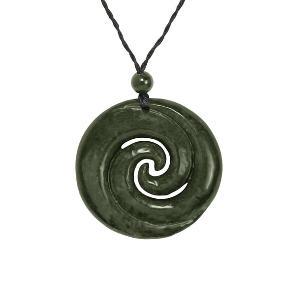 Collier Pendentif Os Maori Pikorua Double Koru | Sculpté à La Main | 45mm | Pour Femme Et Homme
