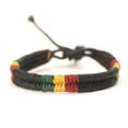 thumbnail image 1 of 81stgeneration Rasta Waxed Cotton Cord Bracelet 17-28 cm - Plaited Braided Bob Marley Wristbands - Reggae Adjustable Drawstring Black Wristband - Women's Men's Bracelets - Boyfriend Gifts, 1 of 4
