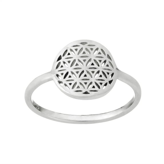 81stgeneration Thin Band Round Seed of Life Sterling Silver Rings for Women 925 - Ladies Rings - Cut Out Sacred Geometry Promise Ring - Stacking Rings - Boho Teen Daughter Ring - Yoga Spiritual Gifts
