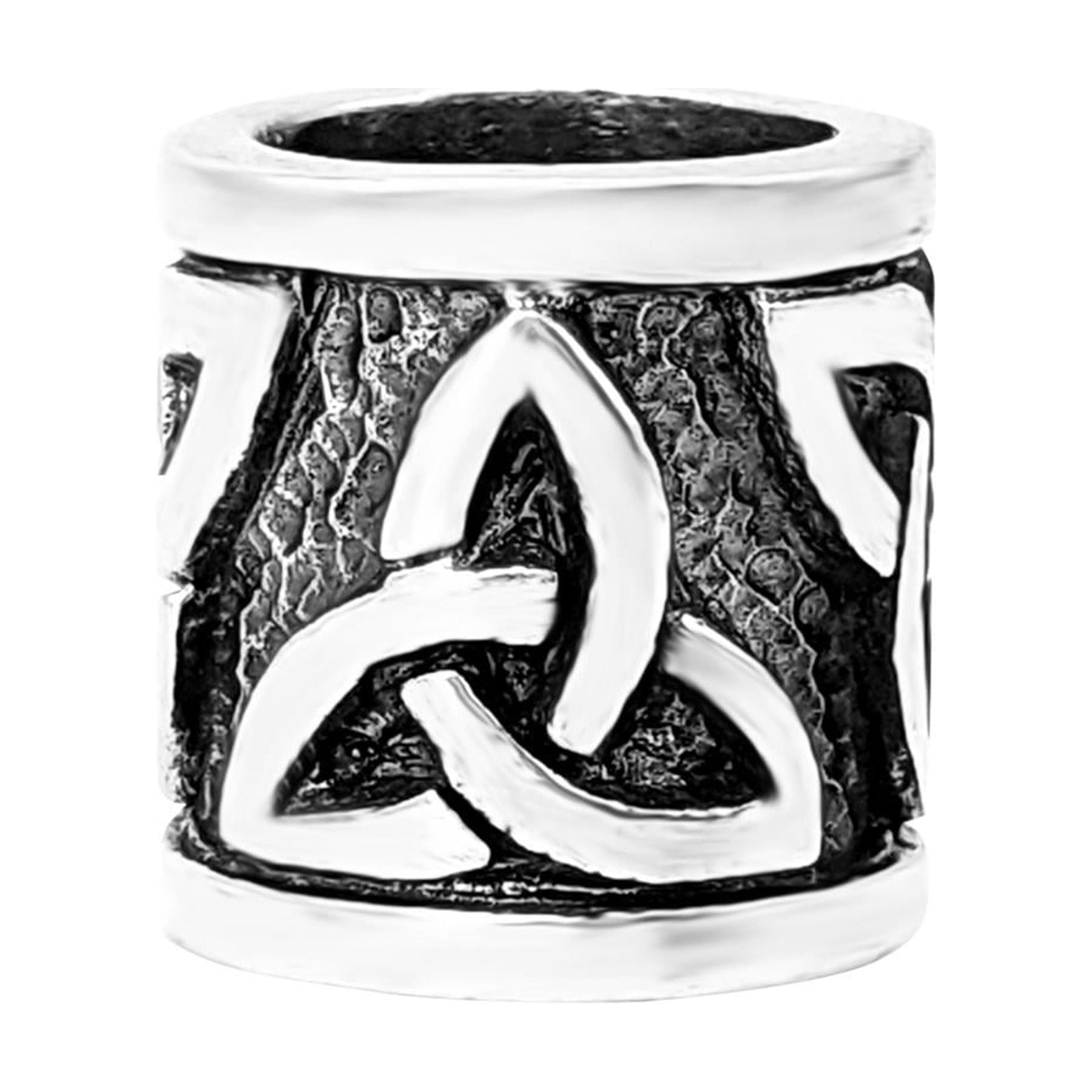 81stgeneration Unisex 925 Sterling Silver Celtic Triquetra Braid Beard Dreadlock Hair Bead Tube
