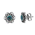 thumbnail image 1 of 81stgeneration Women's 925 Sterling Silver 9 mm Paua Abalone Filigree Flower Stud Earrings, 1 of 1