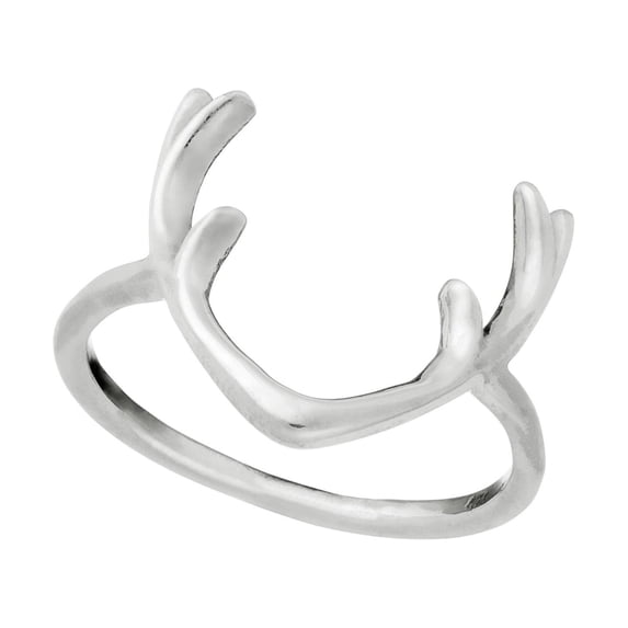 81stgeneration Women's 925 Sterling Silver Buck Stag Antlers Deer Horn Ring