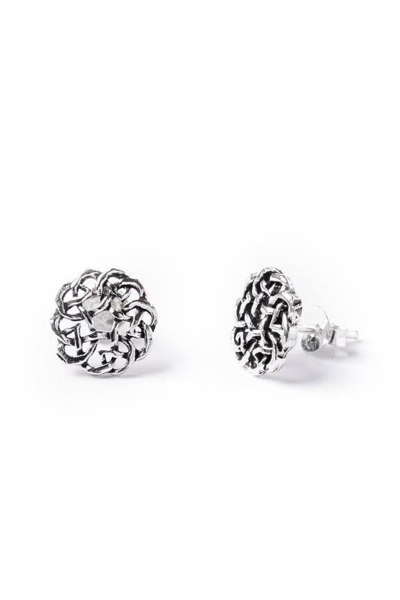 Women's 925 Sterling Silver Celtic Eternal Knot Shield Stud Earrings