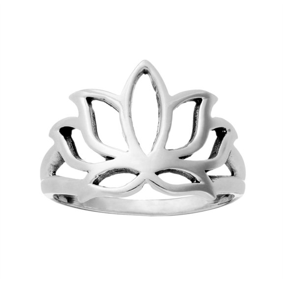 81stgeneration Women's 925 Sterling Silver Cut Out Lotus Flower Ring