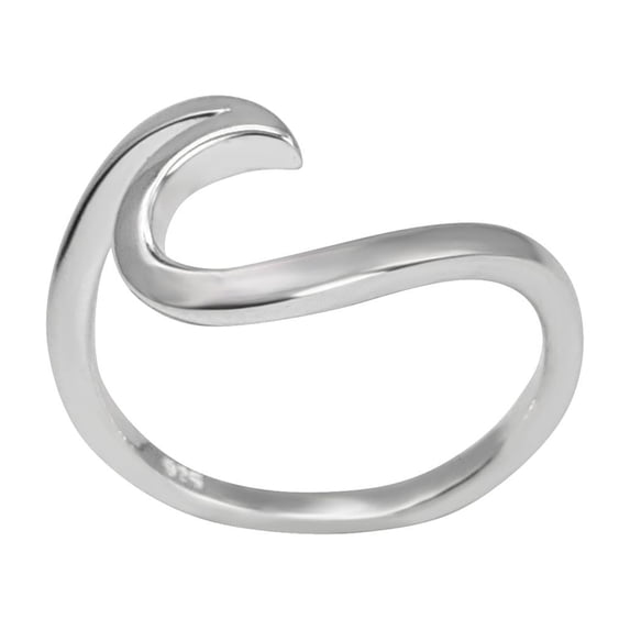 81stgeneration Women's 925 Sterling Silver Ocean Sea Wave Spiral Boho Beach Style Ring