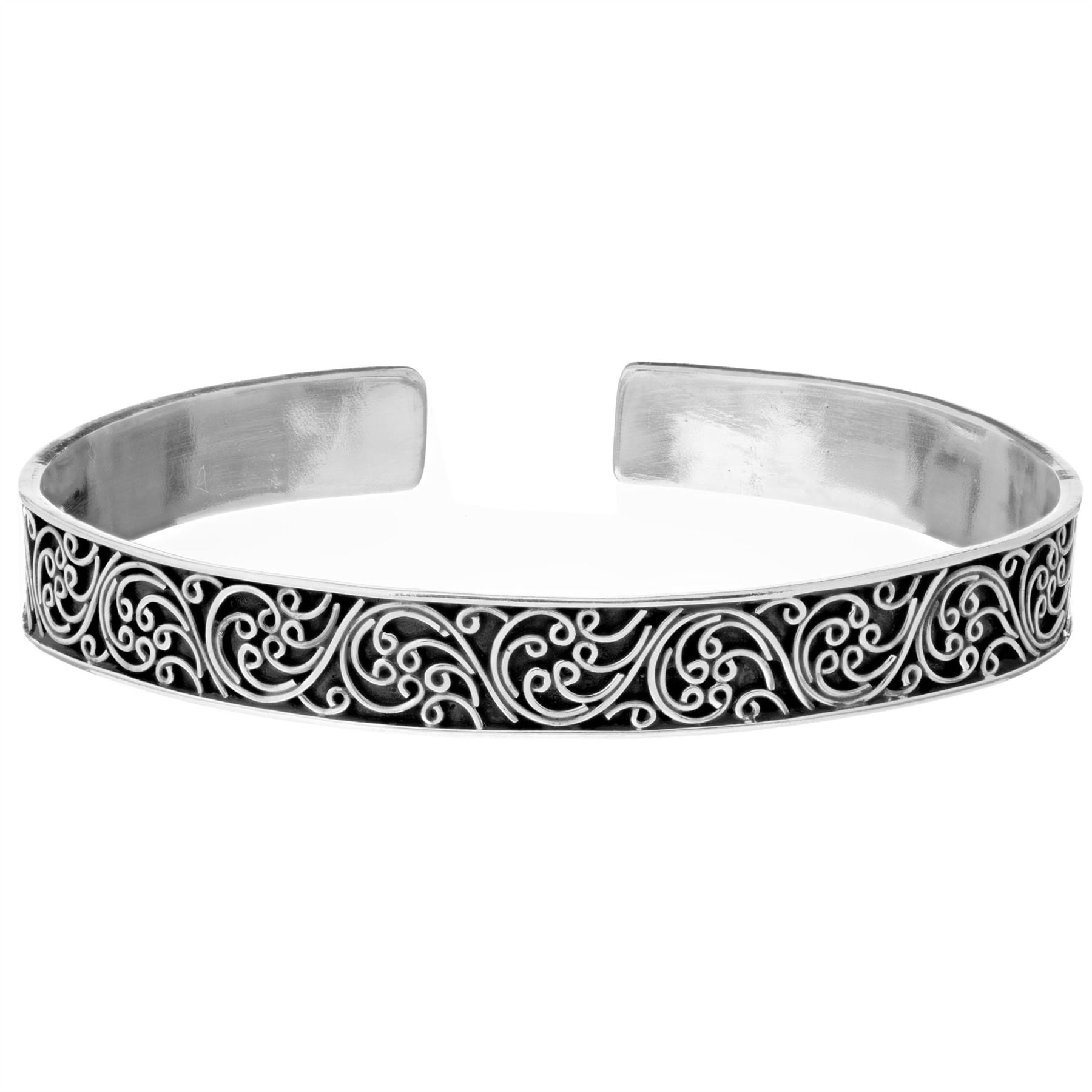 81stgeneration Women's 925 Sterling Silver Oxidised Filigree Antique Adjustable Bangle Bracelet