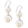 thumbnail image 1 of 81stgeneration Women's 925 Sterling Silver Shiva Eye Shell Double Drop Spiral Dangle Earrings, 1 of 5