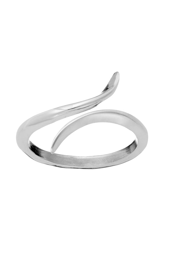 Women's 925 Sterling Silver Simple Curved Tip Ribbon Wraparound Ring