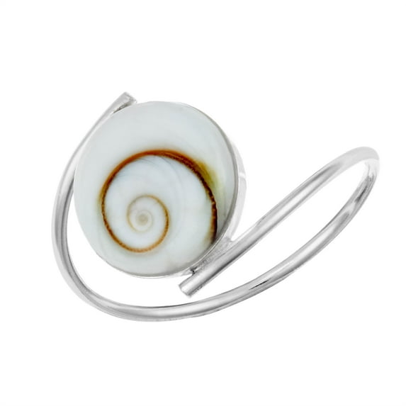 81stgeneration Women's 925 Sterling Silver Simple Shiva Eye Shell Swirl Ring