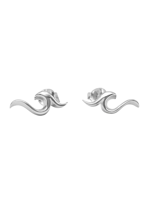 Women's 925 Sterling Silver Small Cute Ocean Sea Wave Spiral Stud Earrings