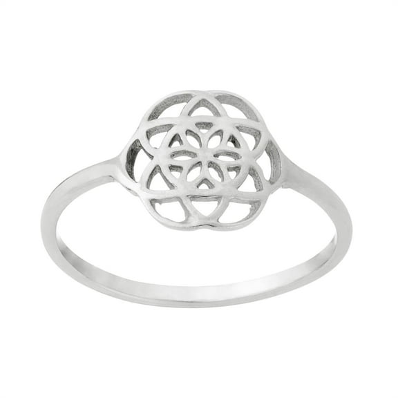81stgeneration Women's 925 Sterling Silver Thin Band Seed of Life Sacred Geometry Ring