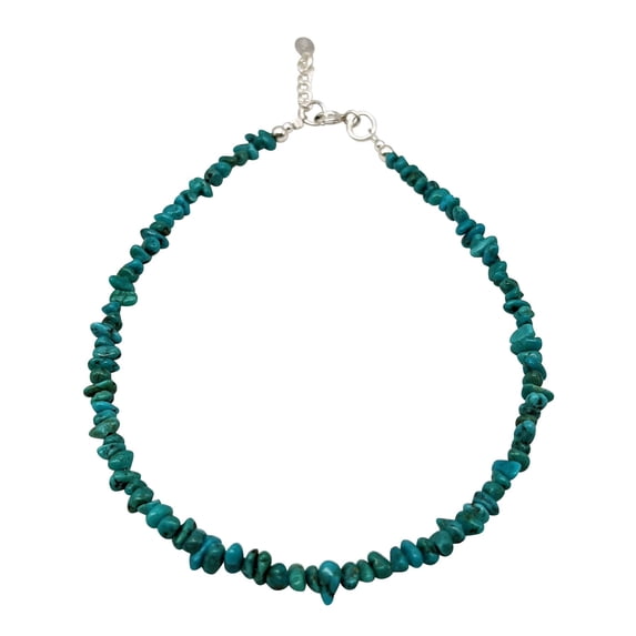 81stgeneration Women's 925 Sterling Silver Turquoise Chip Beaded Anklet Ankle Bracelet, 9 + 0.5"
