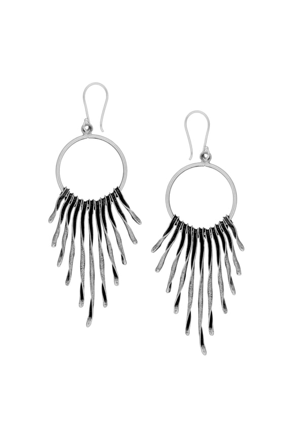 Women's 999 Fine Silver Karen Hill Tribe Tribal Multi-Strand Long Dangle Earrings