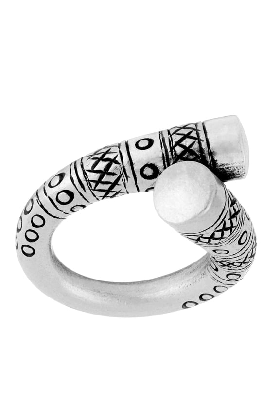 Women's 999 Fine Silver Karen Hill Tribe Wraparound Etched Pattern Chunky Ring