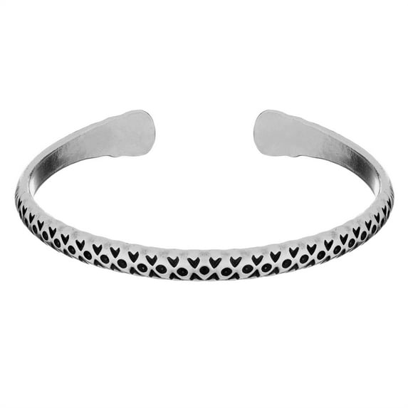 81stgeneration Women's 999 Pure Silver Karen Hill Tribe Engraved Detail Adjustable Bangle Bracelet