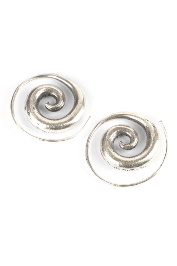 Women's 999 Pure Silver Karen Hill Tribe Spiral Tribal Earrings