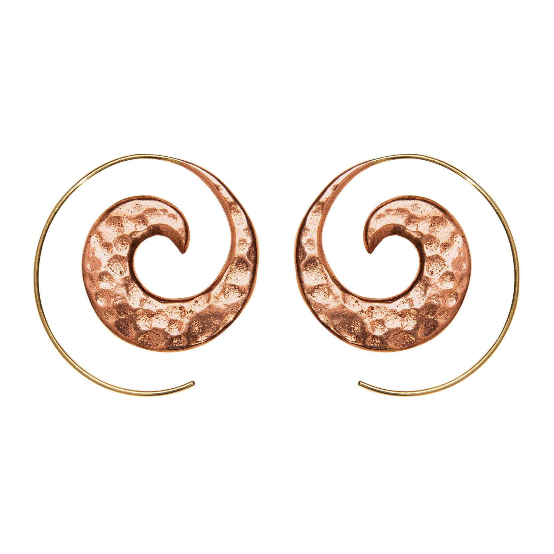 81stgeneration Women's Brass Copper Hammered Finish Tribal Boho Swirl ...