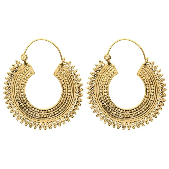 81stgeneration Women's Brass Gold Tone Indian Creole Dotwork Ethnic Tribal Earrings