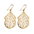 thumbnail image 1 of 81stgeneration Women's Brass Gold Tone Open Filigree Peacock Feather Swirl Earrings, 1 of 3