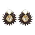 thumbnail image 1 of 81stgeneration Women's Gold Tone Brass Wood Dancing Shiva Nataraja Mandala Sun Ethnic Earrings, 1 of 3