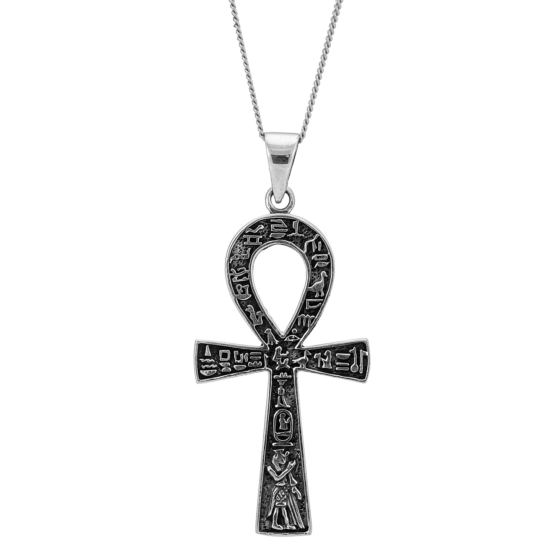 81stgeneration Orecchini a Croce Ankh in Legno con Ganci in Argento 925 | Orecchini Pendenti Marroni con Geroglifici Egizi per Donna | Gioielli in Legno Naturale Crux Ansata