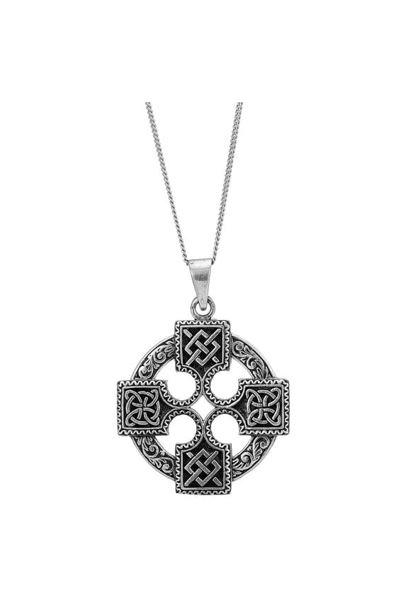 Women's Men's 925 Sterling Silver Sailor's Celtic Knot Cross Pendant Necklace, 18"