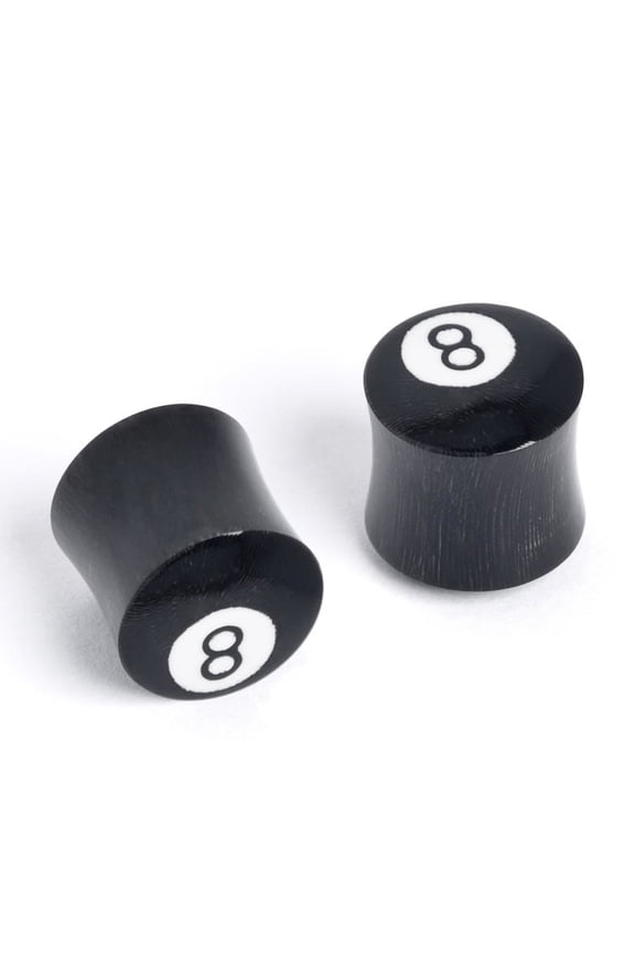 Women's Men's Black Horn 10 mm 00 Gauge Stretcher Plug Stud 8 ball Tribal Earrings
